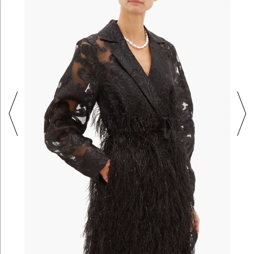 GANNI Feathered-Skirt Brocade-Organza CoatDress - Picture 2 of 9